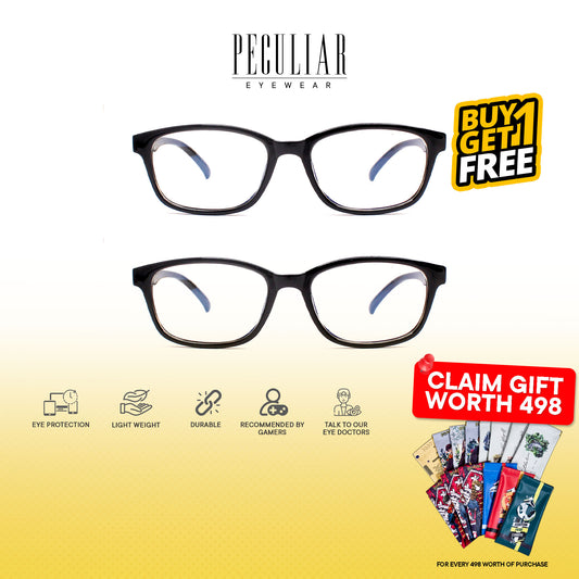 Peculiar Eyewear Buy 1 Take 1 XANDER Black Rectangle Anti-Radiation Eyeglasses