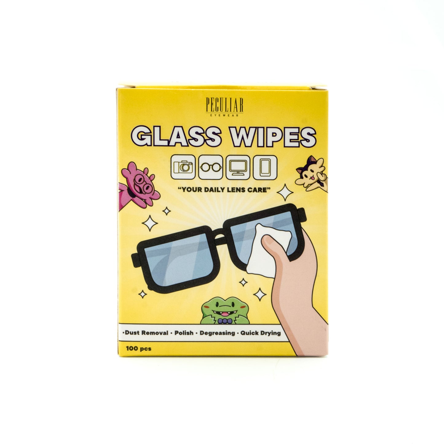 Peculiar Eyewear Glass Wipes Dust Eyeglasses Cleaner Degreaser Non-Toxic Quick Dry