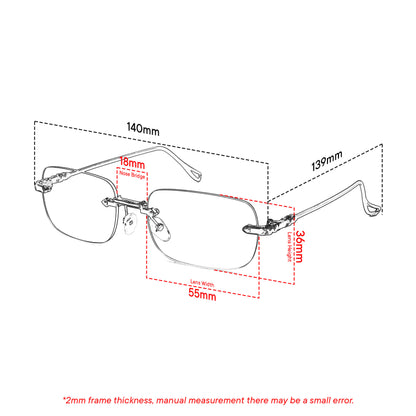 Peculiar Vael Rimless Metal Photochromic Glasses Anti Radiation Eyeglass Replaceable Men Women