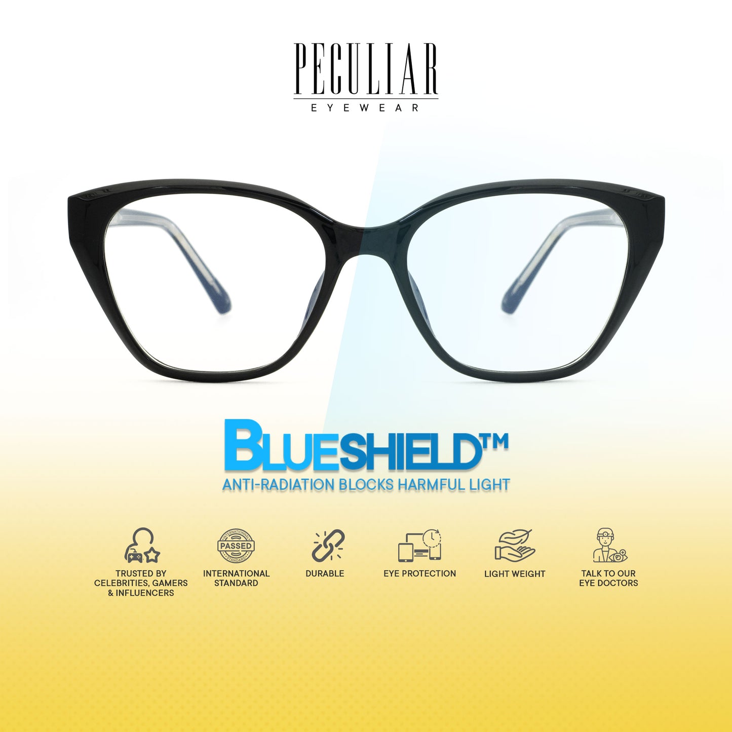 Peculiar Nero Cat Eye Acetate Steel Computer Glasses Anti Radiation Eyeglass Replaceable Men Women