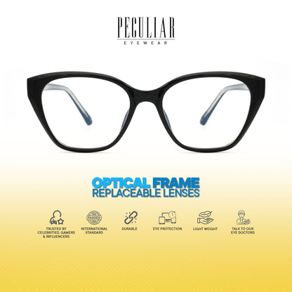 Peculiar Nero Cat Eye Acetate Steel Computer Glasses Anti Radiation Eyeglass Replaceable Men Women