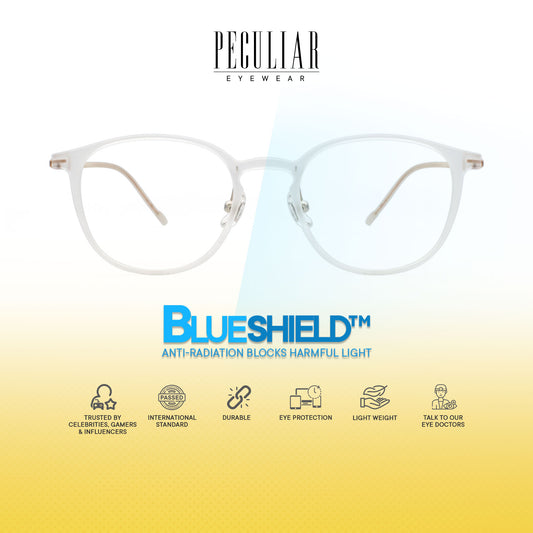 Peculiar Exa Round Titanium Computer Glasses Anti Radiation Eyeglass Replaceable for Men Women