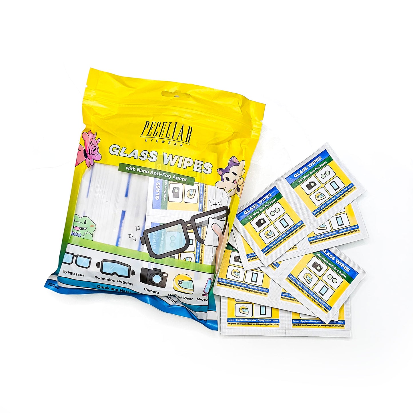 Peculiar Anti-Fog 3 Set Bundle with Nano-Technology Cleaner Degreaser Non-Toxic Quick Dry Dust removal, quick drying, high definition, Disposable Eyeglasses Cleaning Dry Cleaning Wipes Lens Cleaning Tissue Screen Remove Dust