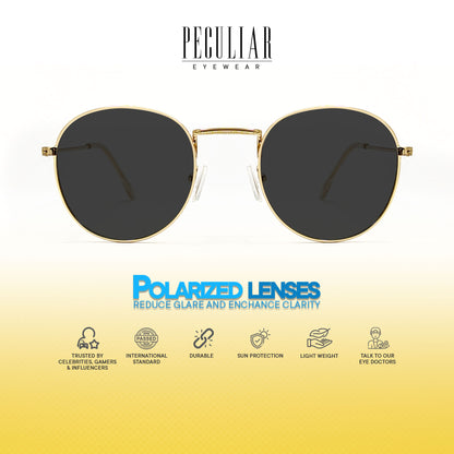 Peculiar Louise Round Metal Black Lens Sunglass Polarized Anti Rad Eyeglass Replaceable Lens Frames PhotoChromic TransitionPro  UV400 Lens Photochromic TAC Lens for Men and Women