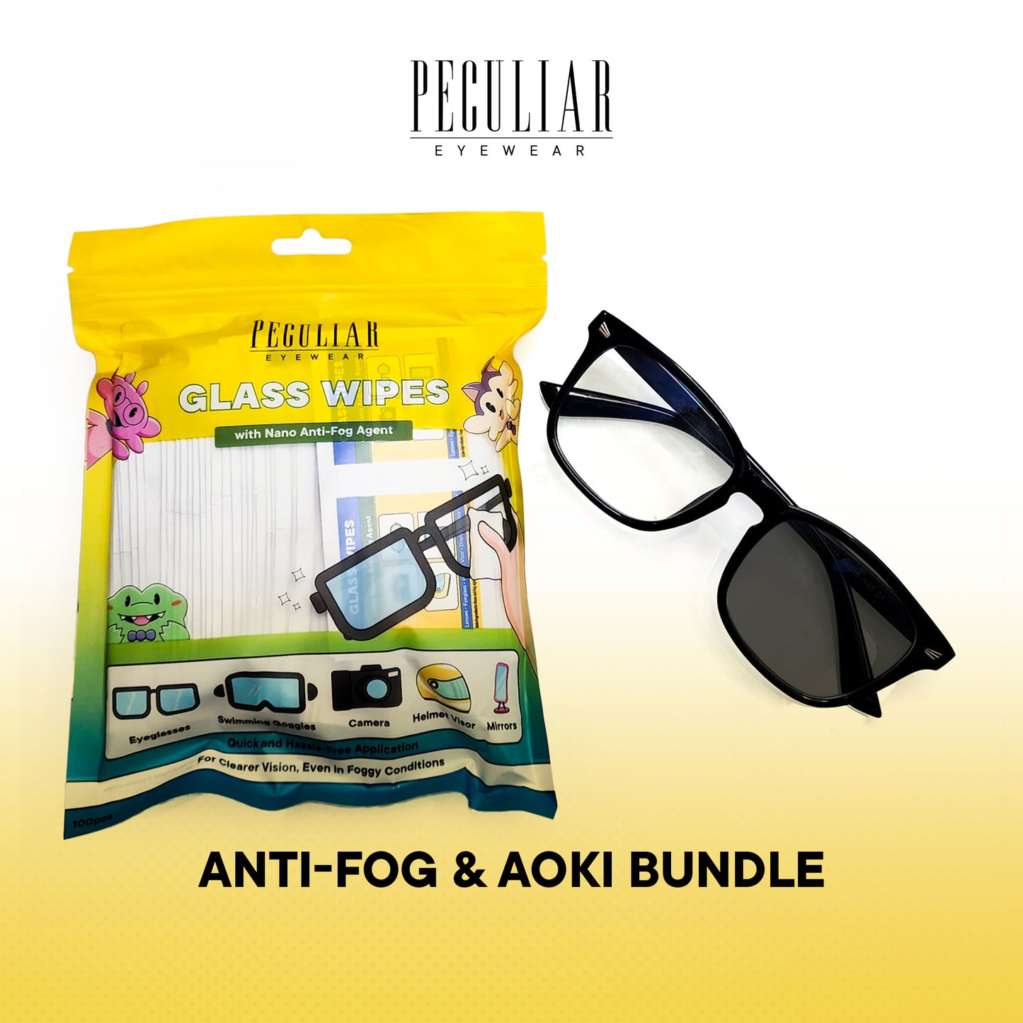 Peculiar Anti-Fog & Aoki Square Bundle Frame Full Rim TransitionPro Photochromic Anti-radiation Glasses Anti Radiation Eyeglass for Woman and Men Anti Radiation Eyeglass Shades for Men and Women