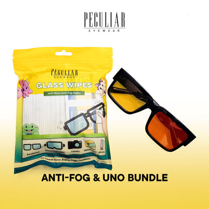 Peculiar Anti-Fog & Uno Square Bundle Frame Full Rim TransitionPro Photochromic Anti-radiation Glasses Anti Radiation Eyeglass for Woman and Men Anti Radiation Eyeglass Shades for Men and Women