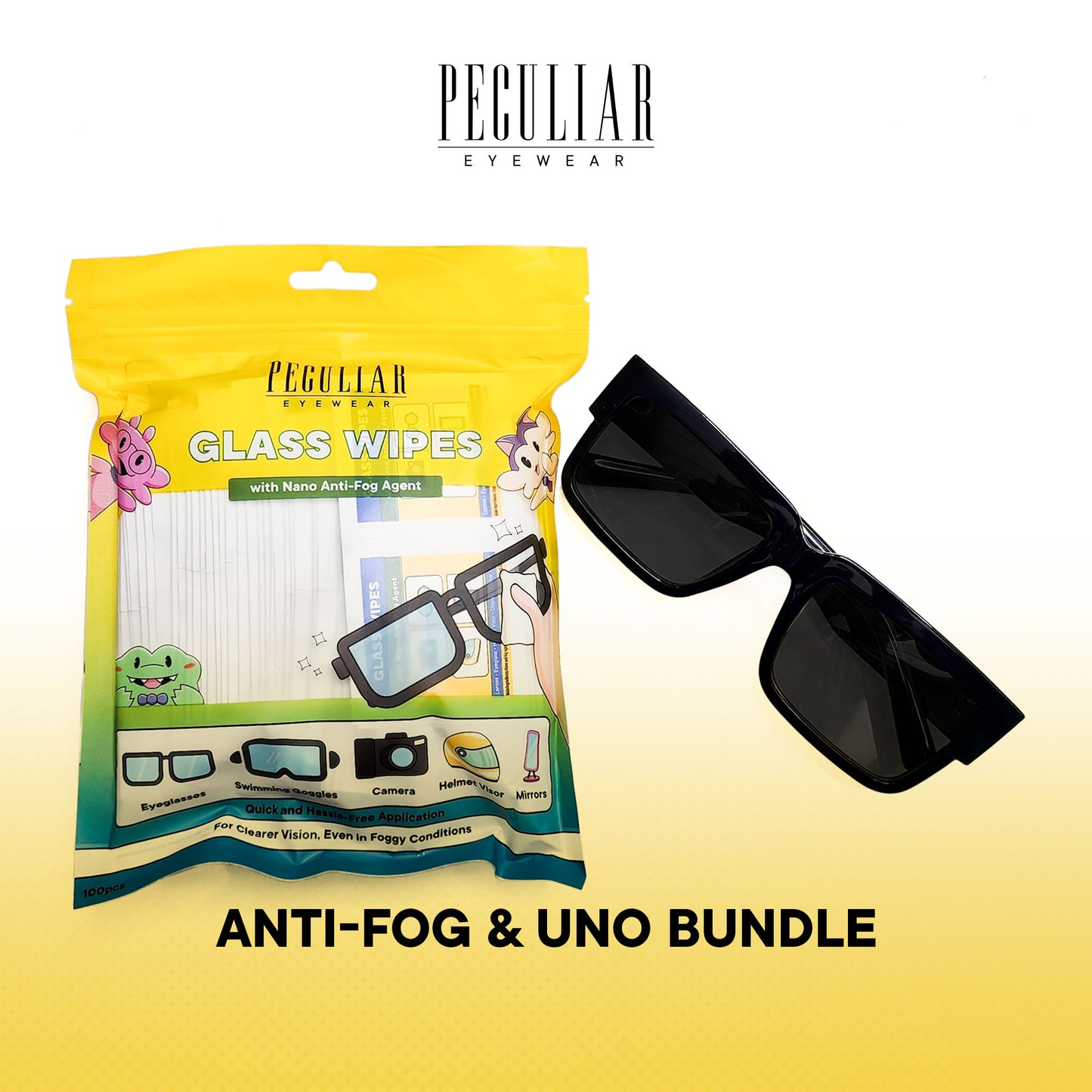 Peculiar Anti-Fog & Uno Square Bundle Frame Full Rim TransitionPro Photochromic Anti-radiation Glasses Anti Radiation Eyeglass for Woman and Men Anti Radiation Eyeglass Shades for Men and Women