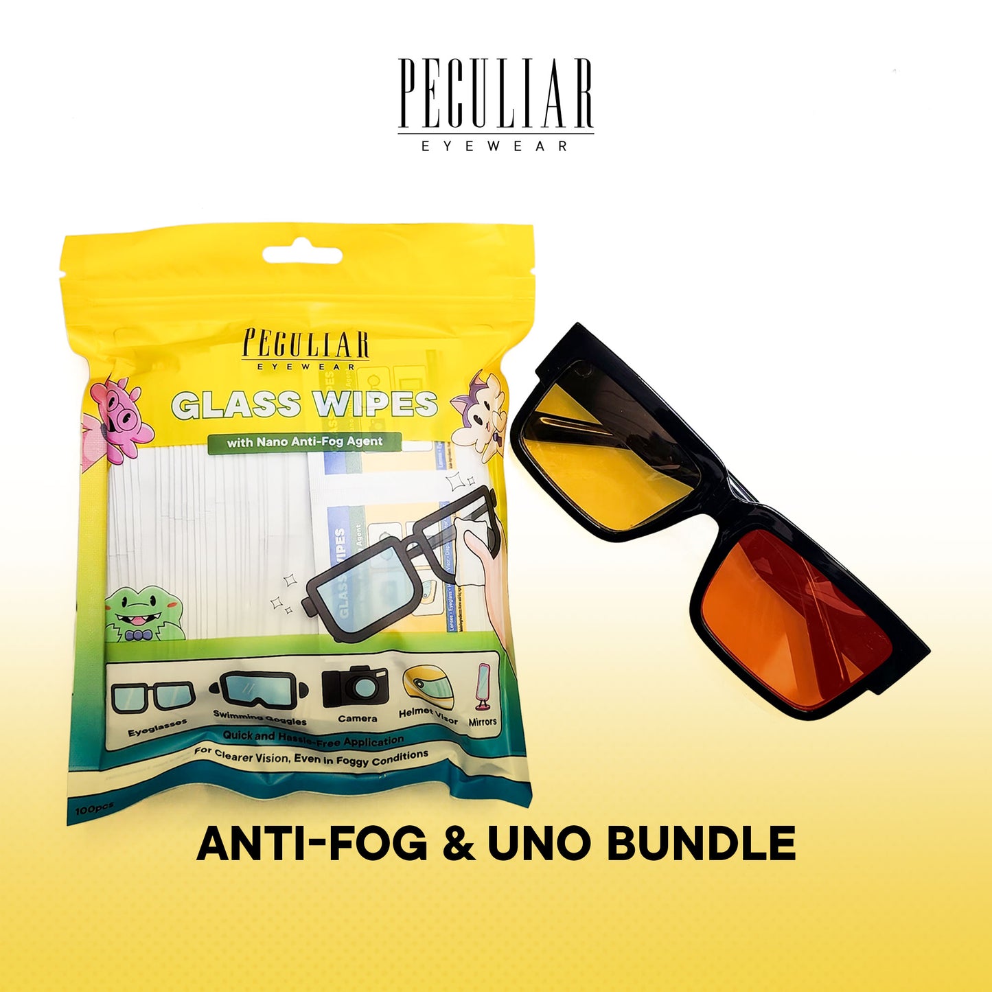 Peculiar Anti-Fog & Uno Square Bundle Frame Full Rim TransitionPro Photochromic Anti-radiation Glasses Anti Radiation Eyeglass for Woman and Men Anti Radiation Eyeglass Shades for Men and Women
