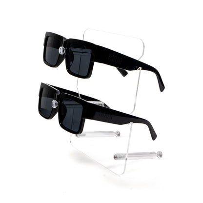 Peculiar Eyewear 2-Tier Wood Slanted Eyewear Display Stand Rack Organizer Eyeglass Sunglass