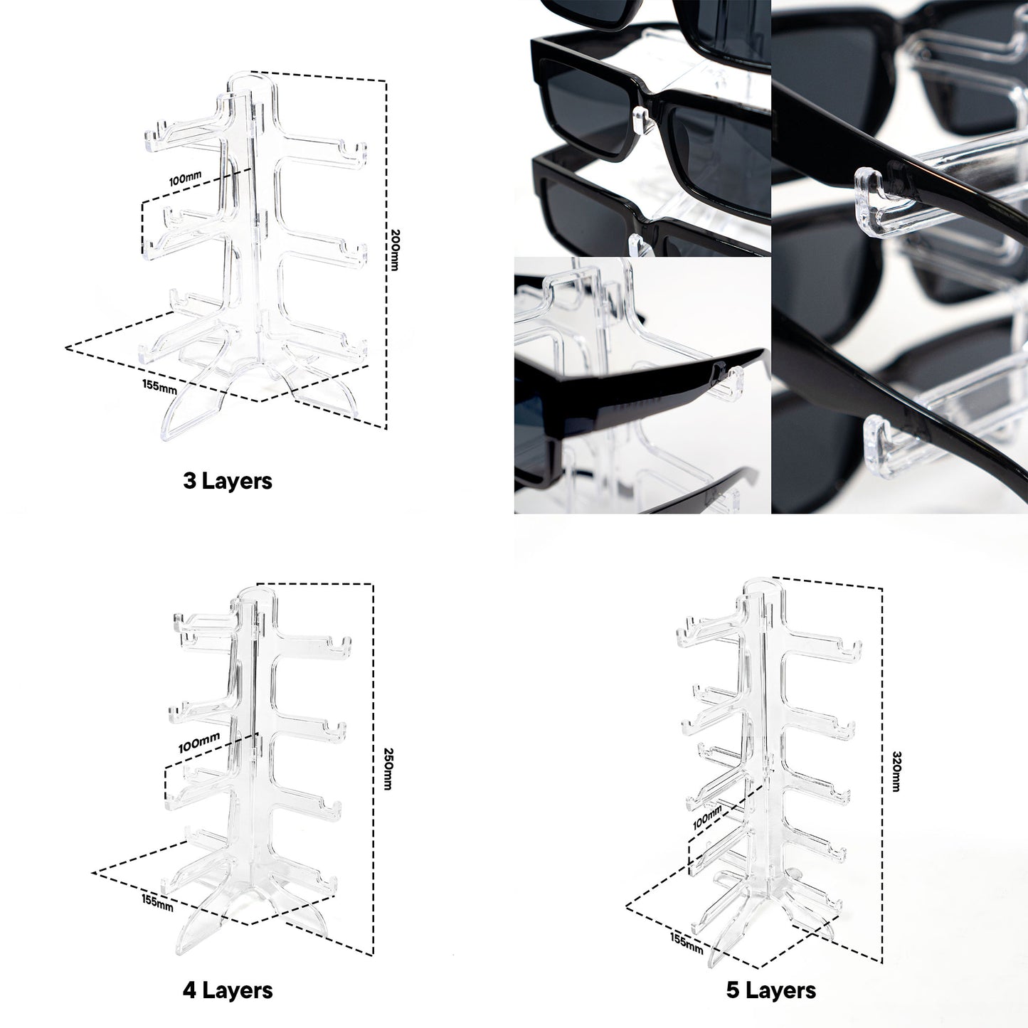 Peculiar Eyewear Acrylic Tree Eyewear Display Stand Rack Organizer Eyeglass Sunglass