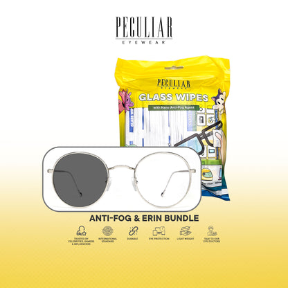 Peculiar Anti-Fog & Erin Round Bundle Frame Full Rim TransitionPro Photochromic Anti-radiation Glasses Anti Radiation Eyeglass for Woman and Men Anti Radiation Eyeglass Shades for Men and