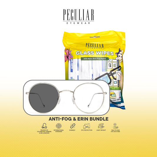 Peculiar Anti-Fog & Erin Round Bundle Frame Full Rim TransitionPro Photochromic Anti-radiation Glasses Anti Radiation Eyeglass for Woman and Men Anti Radiation Eyeglass Shades for Men and