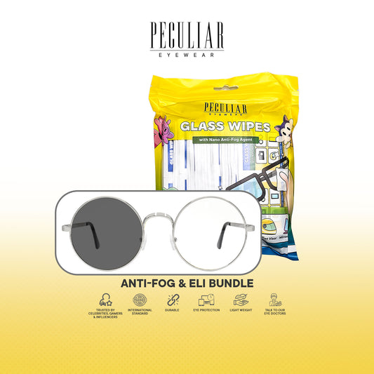 Peculiar Anti-Fog & Eli Round Bundle Frame Full Rim TransitionPro Photochromic Anti-radiation Glasses Anti Radiation Eyeglass for Woman and Men Anti Radiation Eyeglass Shades for Men and