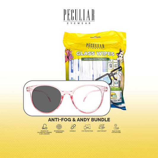 Peculiar Anti-Fog & Andy Round Bundle Frame Full Rim TransitionPro Photochromic Anti-radiation Glasses Anti Radiation Eyeglass for Woman and Men Anti Radiation Eyeglass Shades for Men and