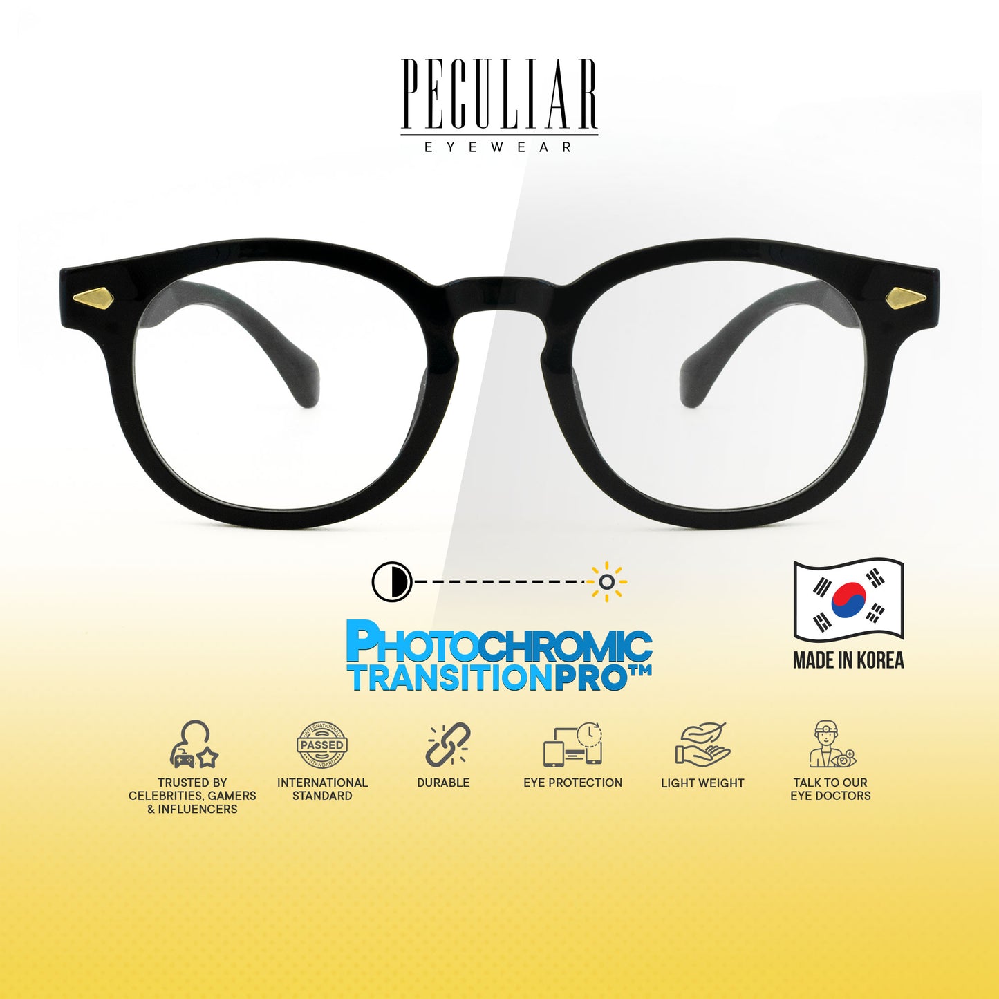 Peculiar Dara Round Korean BIO-Plastic Super Flex Computer Anti-Radiation Replaceable Lens Eyeglasses