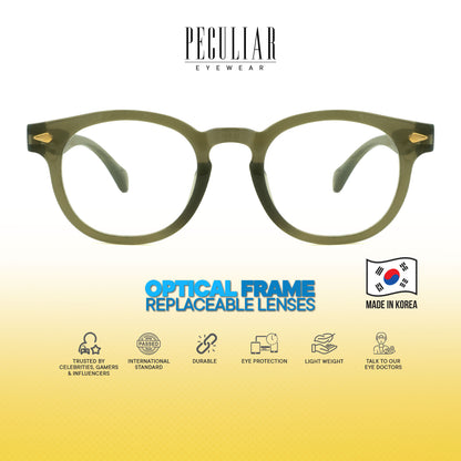 Peculiar Dara Round Korean BIO-Plastic Super Flex Computer Anti-Radiation Replaceable Lens Eyeglasses