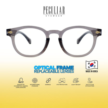 Peculiar Dara Round Korean BIO-Plastic Super Flex Computer Anti-Radiation Replaceable Lens Eyeglasses