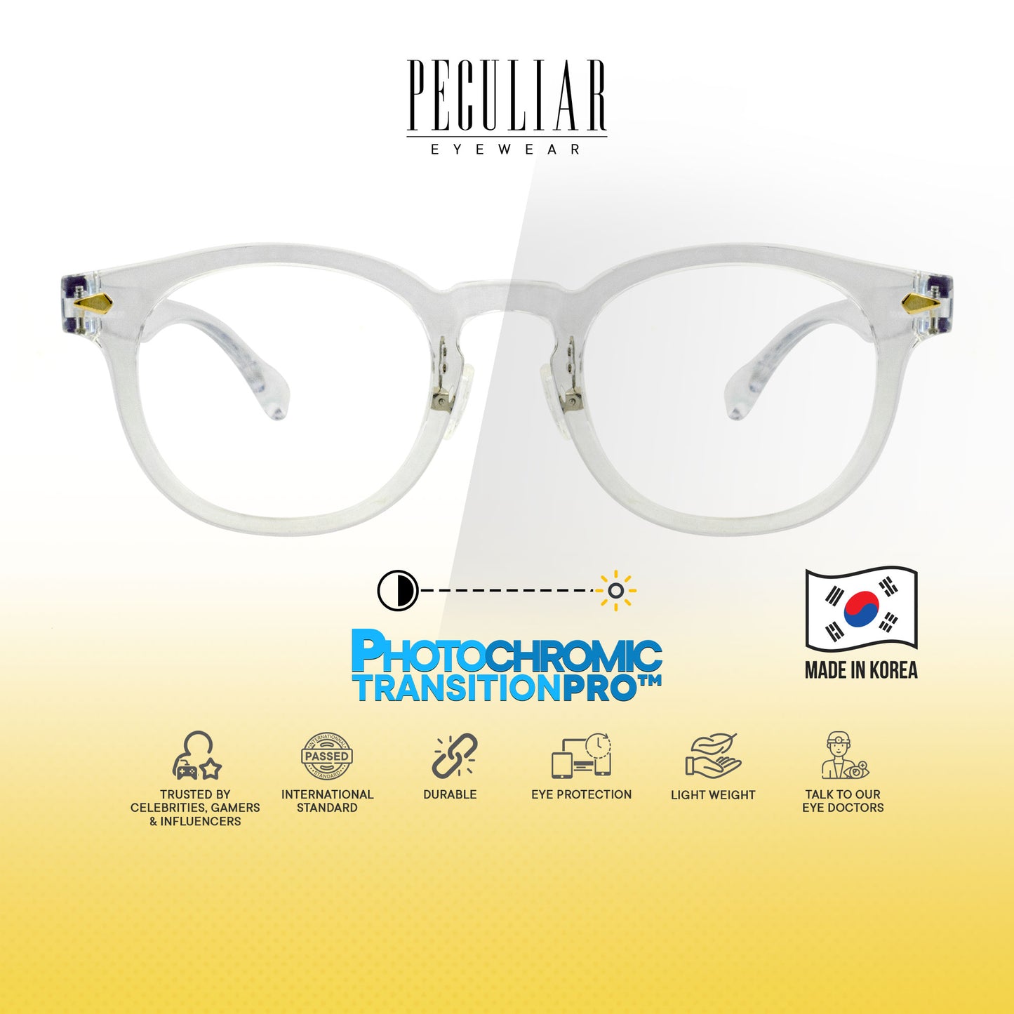 Peculiar Jisu Round Korean BIO-Plastic Super Flex Computer Anti-Radiation Replaceable Lens Eyeglasses