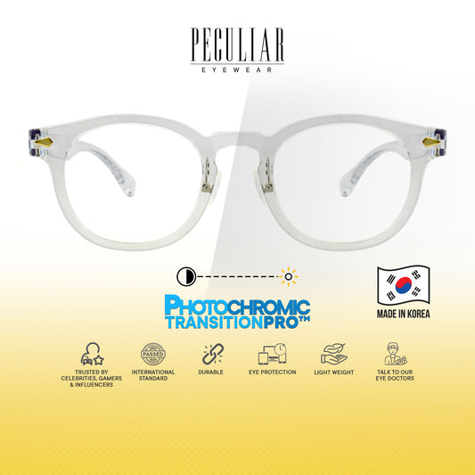 Peculiar Jisu Round Korean BIO-Plastic Super Flex Computer Anti-Radiation Replaceable Lens Eyeglasses