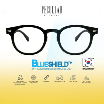 Peculiar Jisu Round Korean BIO-Plastic Super Flex Computer Anti-Radiation Replaceable Lens Eyeglasses