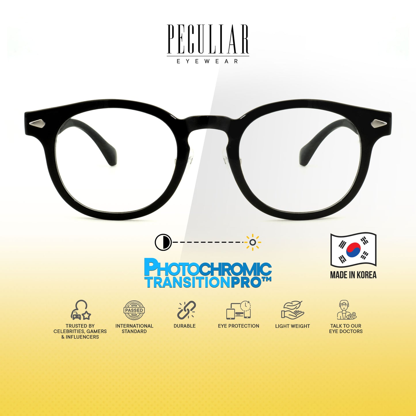 Peculiar Jisu Round Korean BIO-Plastic Super Flex Computer Anti-Radiation Replaceable Lens Eyeglasses