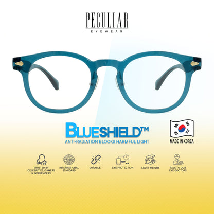 Peculiar Jisu Round Korean BIO-Plastic Super Flex Computer Anti-Radiation Replaceable Lens Eyeglasses