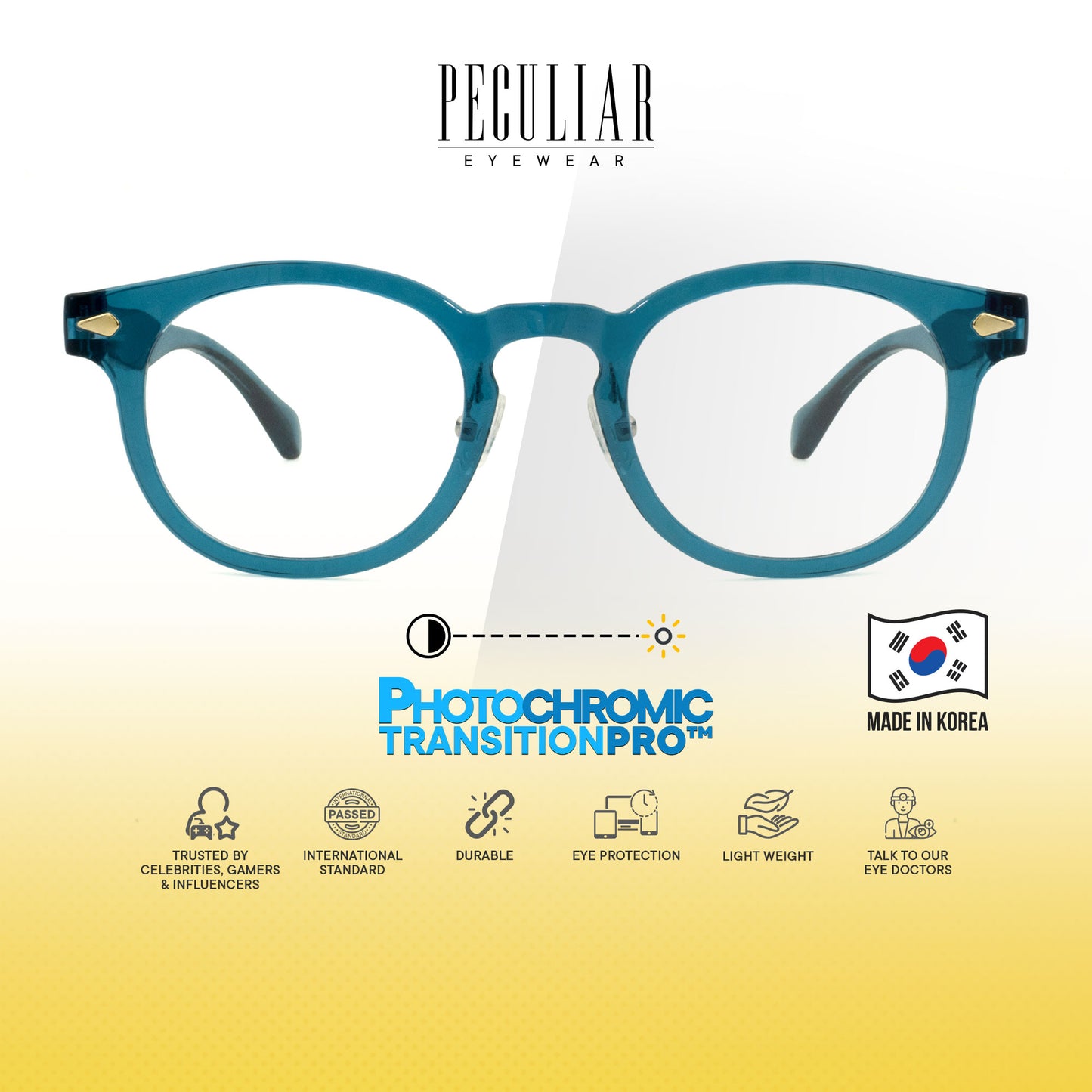 Peculiar Jisu Round Korean BIO-Plastic Super Flex Computer Anti-Radiation Replaceable Lens Eyeglasses