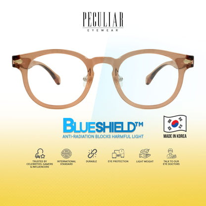 Peculiar Jisu Round Korean BIO-Plastic Super Flex Computer Anti-Radiation Replaceable Lens Eyeglasses