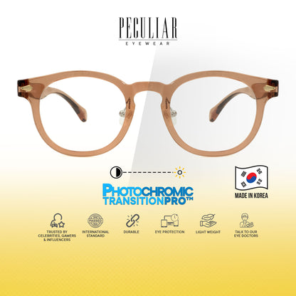 Peculiar Jisu Round Korean BIO-Plastic Super Flex Computer Anti-Radiation Replaceable Lens Eyeglasses