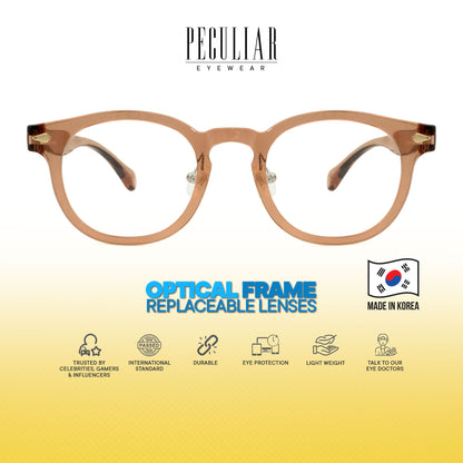 Peculiar Jisu Round Korean BIO-Plastic Super Flex Computer Anti-Radiation Replaceable Lens Eyeglasses