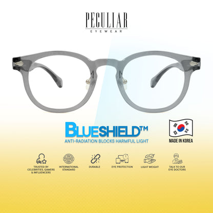Peculiar Jisu Round Korean BIO-Plastic Super Flex Computer Anti-Radiation Replaceable Lens Eyeglasses
