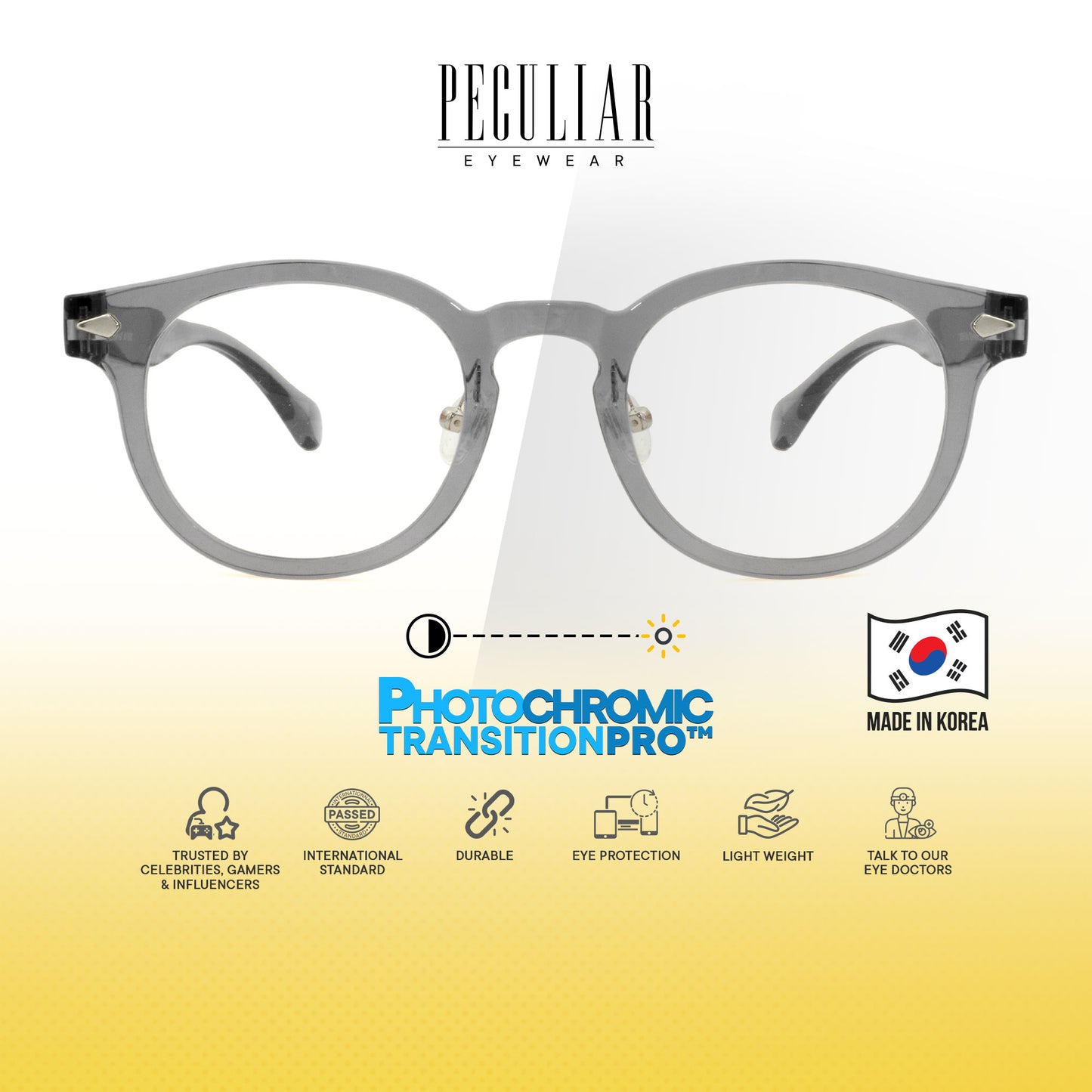Peculiar Jisu Round Korean BIO-Plastic Super Flex Computer Anti-Radiation Replaceable Lens Eyeglasses