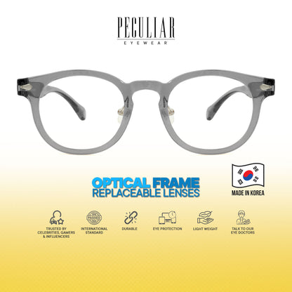 Peculiar Jisu Round Korean BIO-Plastic Super Flex Computer Anti-Radiation Replaceable Lens Eyeglasses