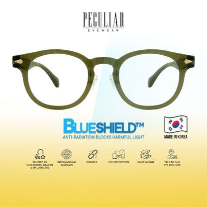 Peculiar Jisu Round Korean BIO-Plastic Super Flex Computer Anti-Radiation Replaceable Lens Eyeglasses