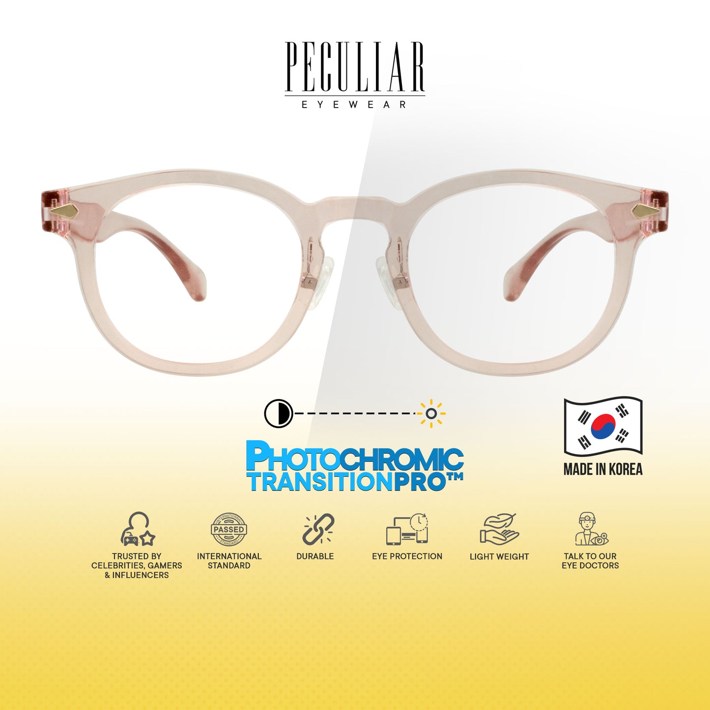 Peculiar Jisu Round Korean BIO-Plastic Super Flex Computer Anti-Radiation Replaceable Lens Eyeglasses