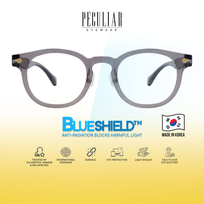 Peculiar Jisu Round Korean BIO-Plastic Super Flex Computer Anti-Radiation Replaceable Lens Eyeglasses