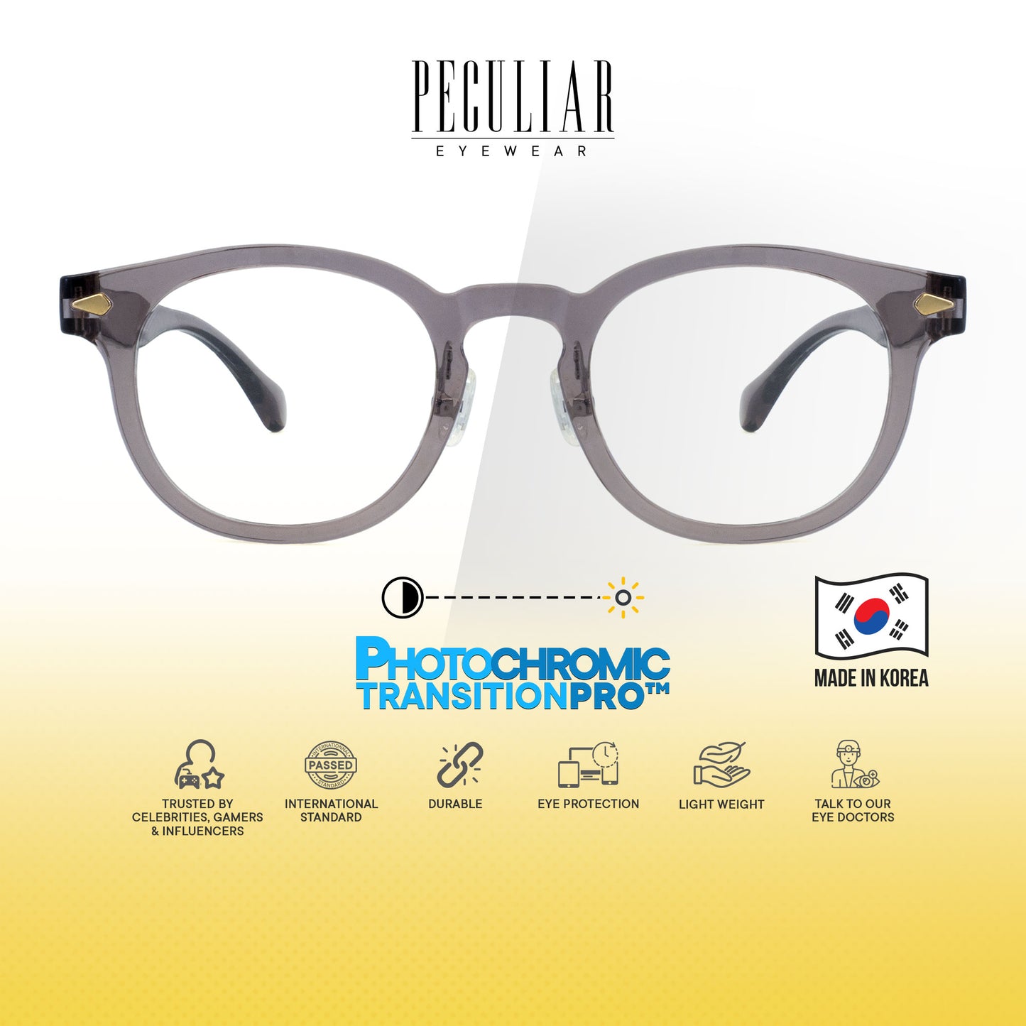 Peculiar Jisu Round Korean BIO-Plastic Super Flex Computer Anti-Radiation Replaceable Lens Eyeglasses