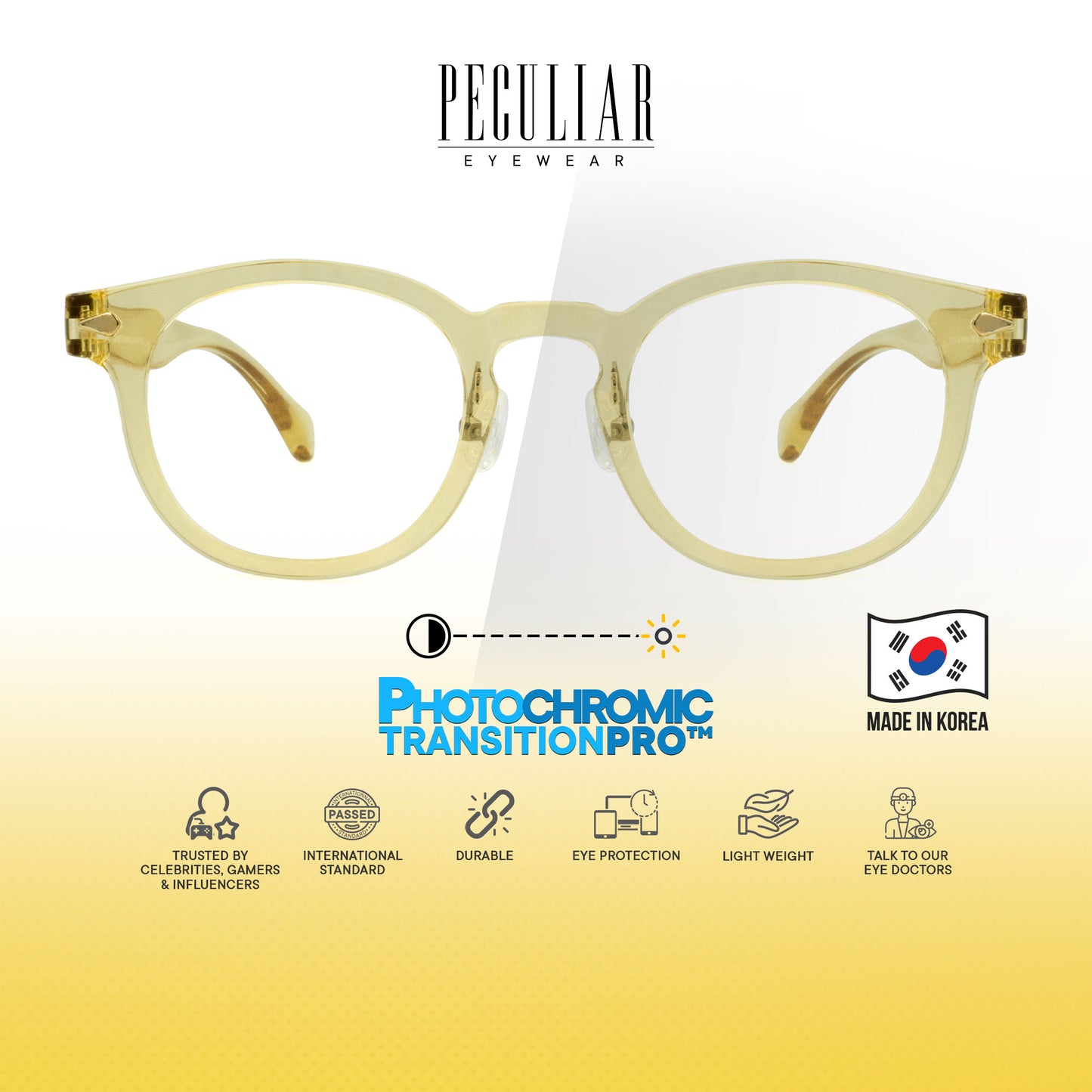 Peculiar Jisu Round Korean BIO-Plastic Super Flex Computer Anti-Radiation Replaceable Lens Eyeglasses