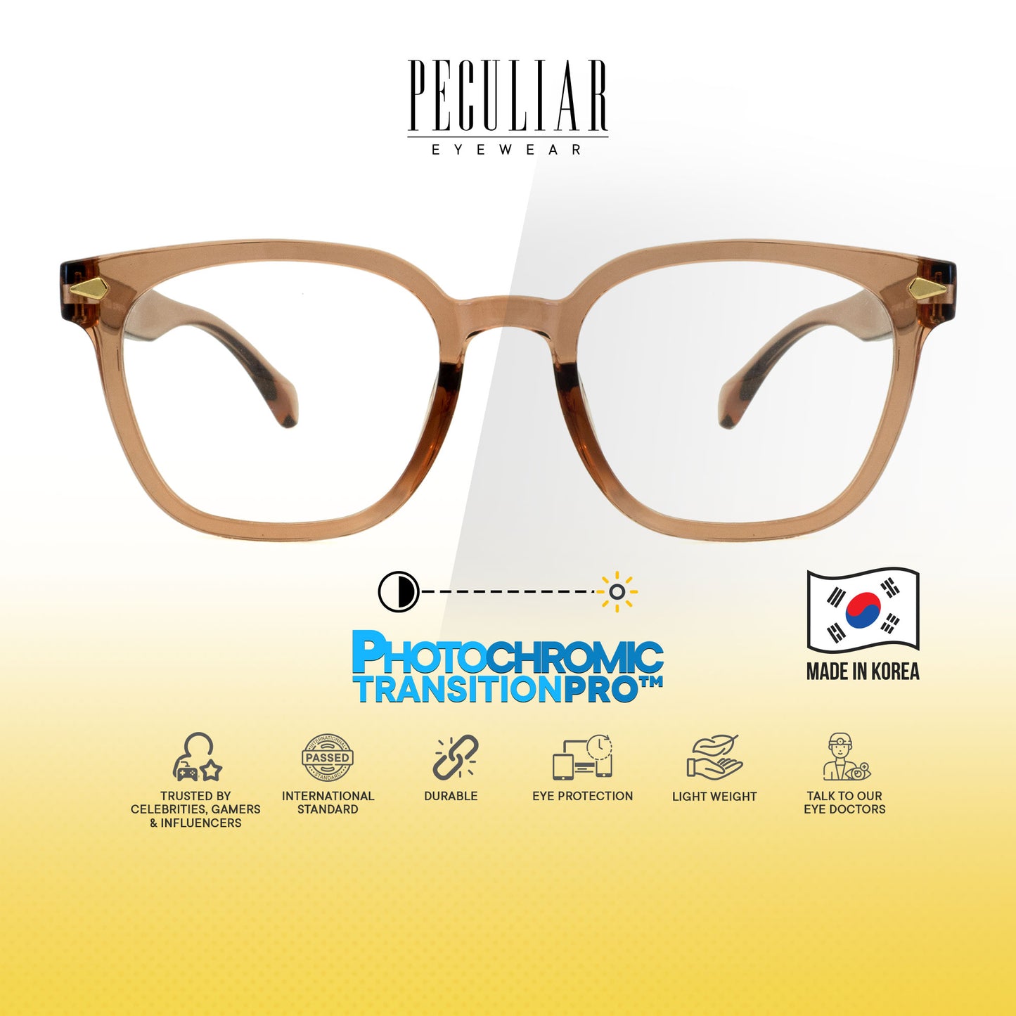 Peculiar Jihu Square Korean BIO-Plastic Super Flex Computer Anti-Radiation Replaceable Lens Eyeglasses