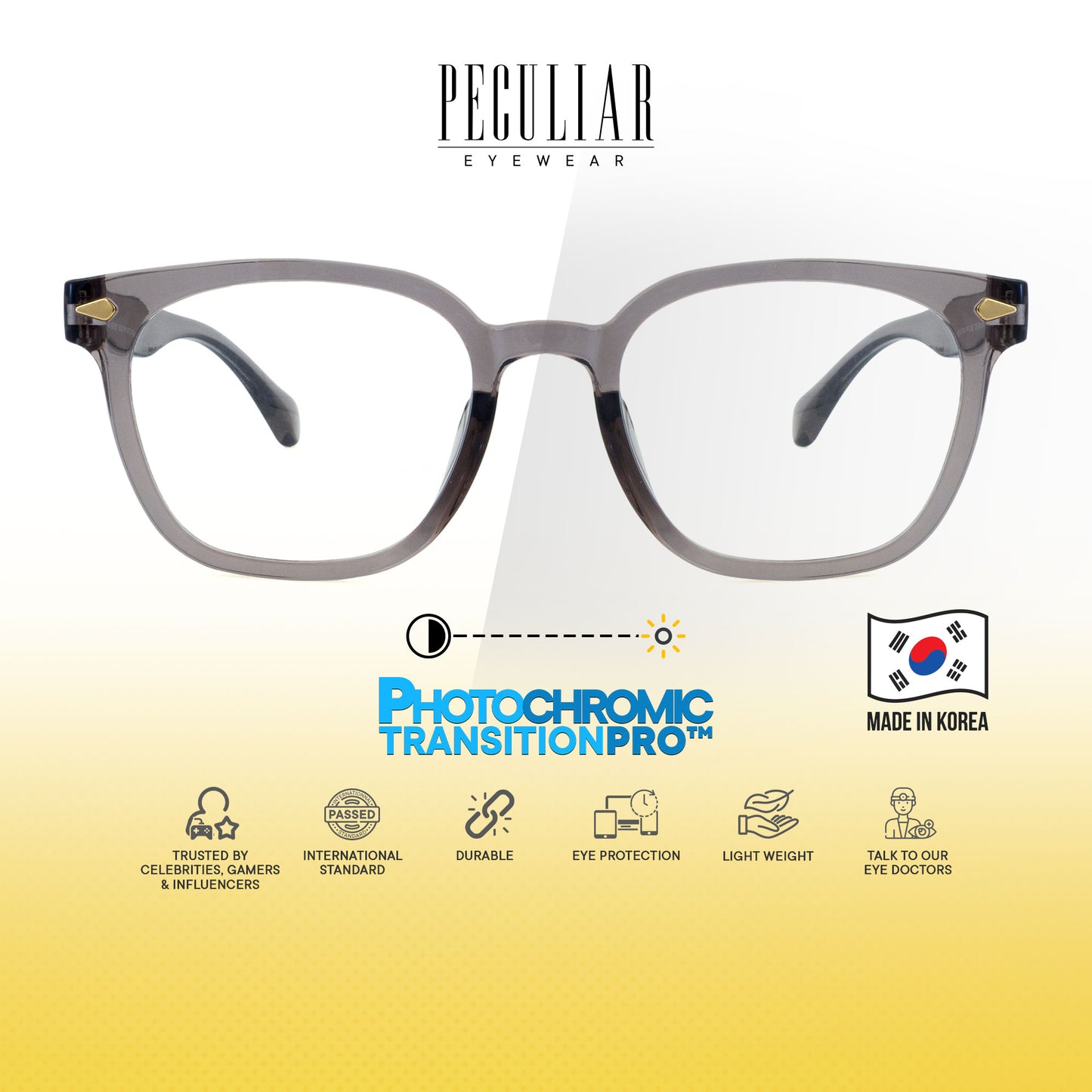 Peculiar Jihu Square Korean BIO-Plastic Super Flex Computer Anti-Radiation Replaceable Lens Eyeglasses
