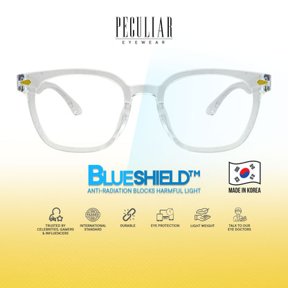 Peculiar Jihu Square Korean BIO-Plastic Super Flex Computer Anti-Radiation Replaceable Lens Eyeglasses