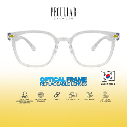 Peculiar Jihu Square Korean BIO-Plastic Super Flex Computer Anti-Radiation Replaceable Lens Eyeglasses