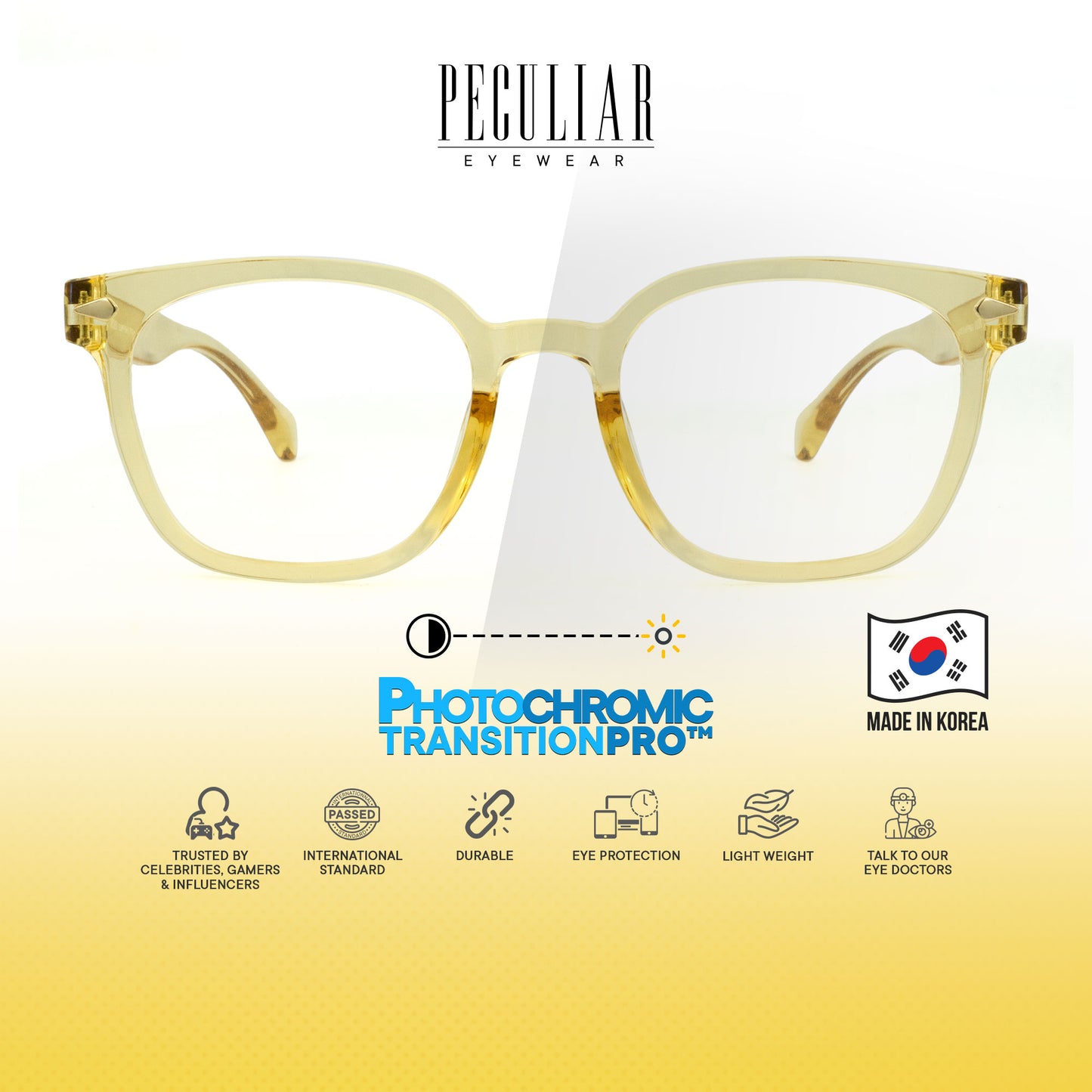 Peculiar Jihu Square Korean BIO-Plastic Super Flex Computer Anti-Radiation Replaceable Lens Eyeglasses