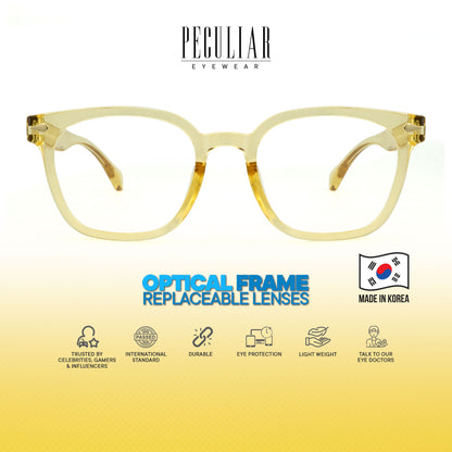 Peculiar Jihu Square Korean BIO-Plastic Super Flex Computer Anti-Radiation Replaceable Lens Eyeglasses