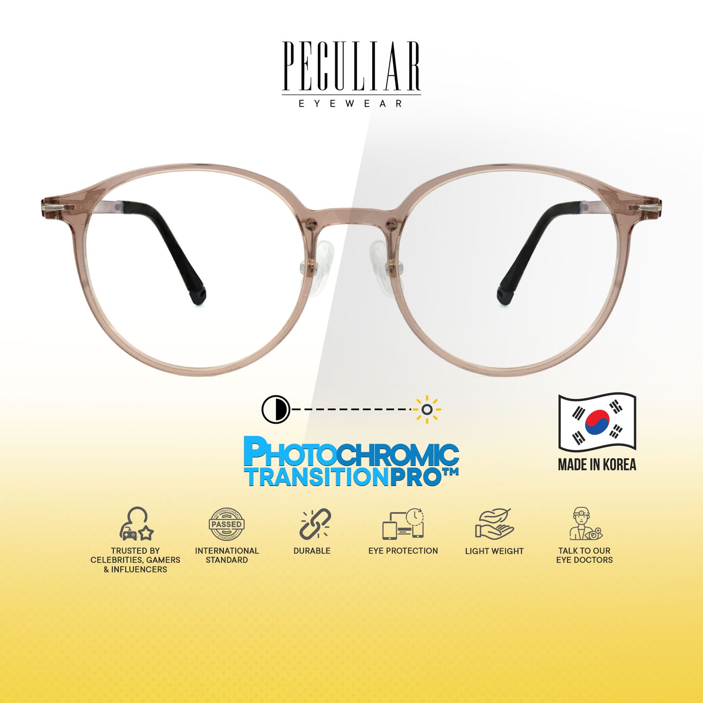 Peculiar Jia Round Korean BIO-Plastic Super Flex Computer Anti-Radiation Replaceable Lens Eyeglasses
