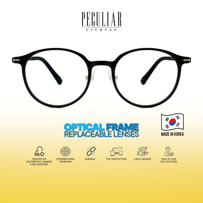 Peculiar Jia Round Korean BIO-Plastic Super Flex Computer Anti-Radiation Replaceable Lens Eyeglasses
