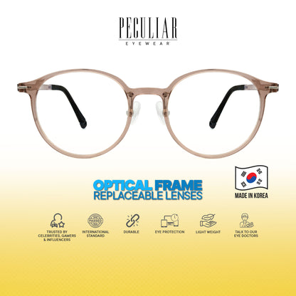 Peculiar Jia Round Korean BIO-Plastic Super Flex Computer Anti-Radiation Replaceable Lens Eyeglasses