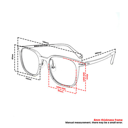 Peculiar Suji Square Korean BIO-Plastic Super Flex Computer Anti-Radiation Replaceable Lens Eyeglasses