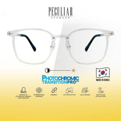 Peculiar Suji Square Korean BIO-Plastic Super Flex Computer Anti-Radiation Replaceable Lens Eyeglasses