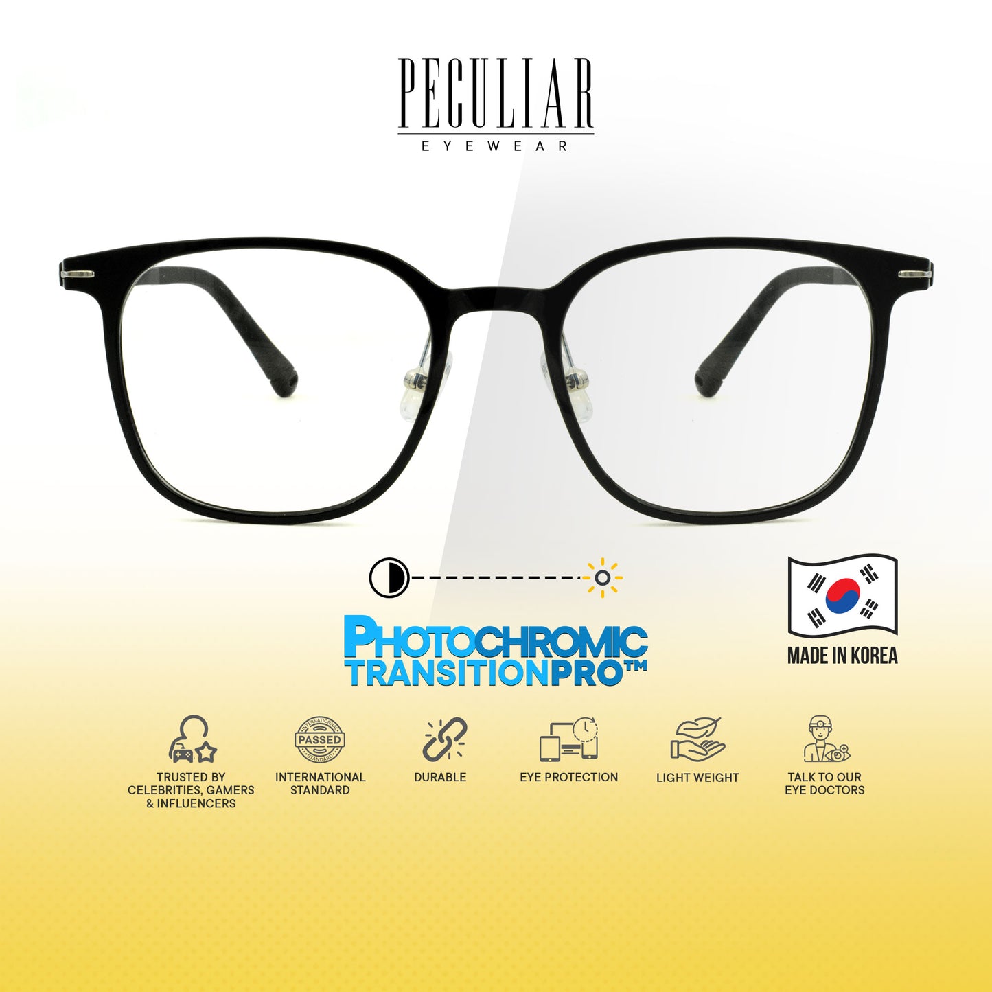 Peculiar Suji Square Korean BIO-Plastic Super Flex Computer Anti-Radiation Replaceable Lens Eyeglasses